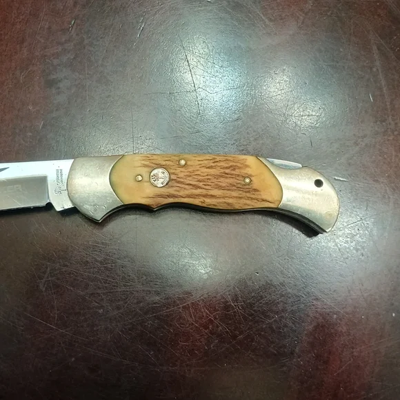 Boker Optima Stag Handle Knife W/Custom Leather Sheath